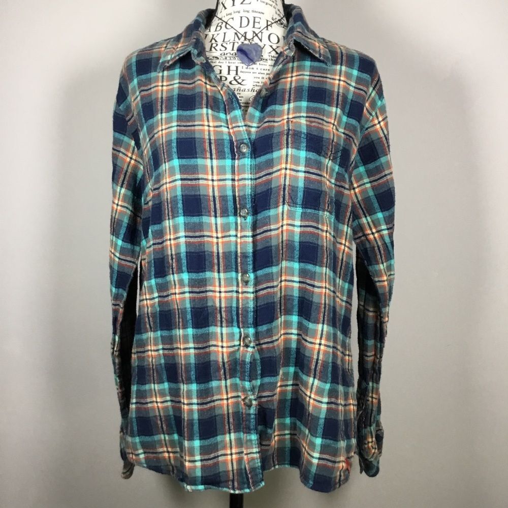 Dickies plaid button down shirt 100% cotton blue green red western country M